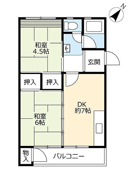 UR岩成台 ｜愛知県春日井市岩成台6丁目(賃貸マンション2DK・5階・39.76㎡)の写真 その2