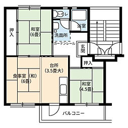 UR都市機構中央台団地218棟 2DKの間取図画像