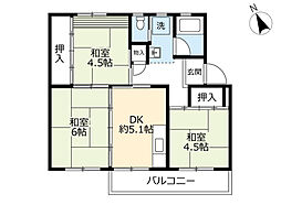 UR都市機構藤山台団地363棟 3DKの間取図画像