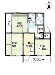 UR都市機構藤山台団地112棟 2DKの間取図画像