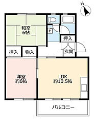 UR都市機構藤山台団地363棟 2LDKの間取図画像