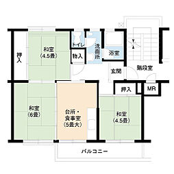 UR都市機構岩成台団地026棟 3DKの間取図画像