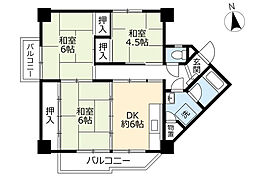 UR都市機構高座台団地105号棟 3DKの間取図画像