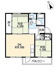 UR都市機構藤山台団地363棟 2DKの間取図画像