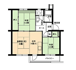 UR都市機構藤山台団地352棟 2DKの間取図画像