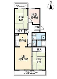 コンフォール城山3号棟 3LDKの間取図画像