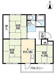 UR都市機構中央台団地209棟 2DKの間取図画像