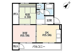 UR都市機構藤山台団地346棟 2DKの間取図画像