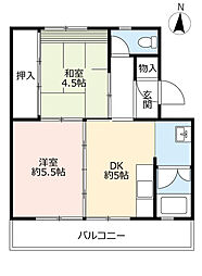 UR都市機構藤山台団地352棟 2DKの間取図画像