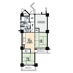 UR都市機構高座台団地102号棟 2DKの間取図画像