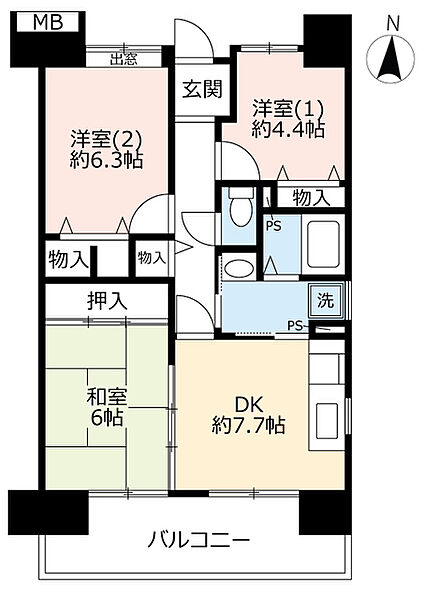 URアーバンラフレ鳩岡 ｜愛知県名古屋市北区鳩岡町1丁目(賃貸マンション3DK・10階・63.33㎡)の写真 その2