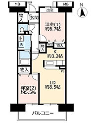 UR都市機構アーバニア上飯田北町 2LDKの間取図画像