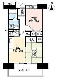 UR都市機構アーバンラフレ鳩岡5号棟 2DKの間取図画像