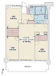 ベルヴィ香椎十番館 3LDKの間取図画像