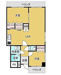 ウキシログランドハイツ第2高峰 2LDKの間取図画像