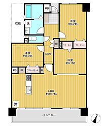 グリーンマンションやよい坂 3LDKの間取図画像