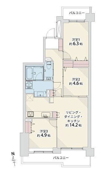 70.11m2の南向き3LDK!