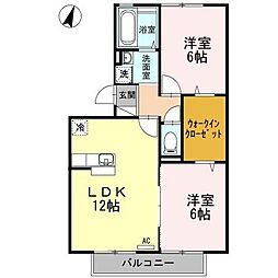 リビングタウン常盤公園　B棟 1階2LDKの間取り