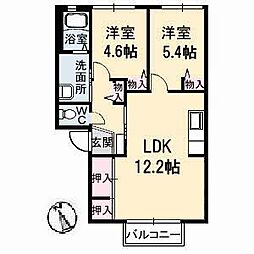 ディアスいちまる　Ａ棟 2階2LDKの間取り