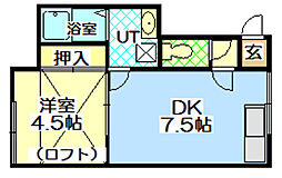 サンジェーヌイナホ 1DKの間取図画像