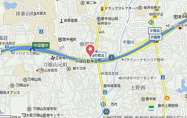 画像25:大阪モノレール・柴原阪大前駅より徒歩5分の立地です。