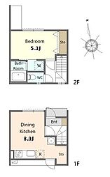 クルミエール 2階1LDKの間取り