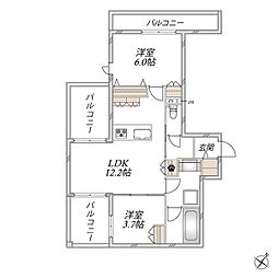 Grand Nobie Omori 2LDKの間取図画像