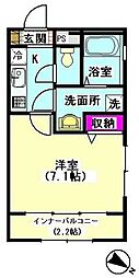 コーラル下丸子 1Kの間取図画像