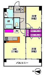 ラフィネブランシュ 2LDKの間取図画像