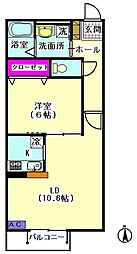 グリーンコート多摩川 1LDKの間取図画像