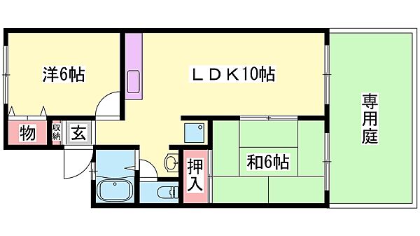 兵庫県姫路市飾磨区構４丁目(賃貸アパート2LDK・1階・50.24㎡)の写真 その2
