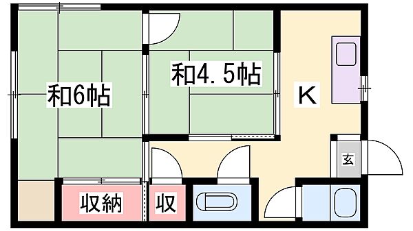 兵庫県姫路市幸町(賃貸アパート2K・2階・33.07㎡)の写真 その2