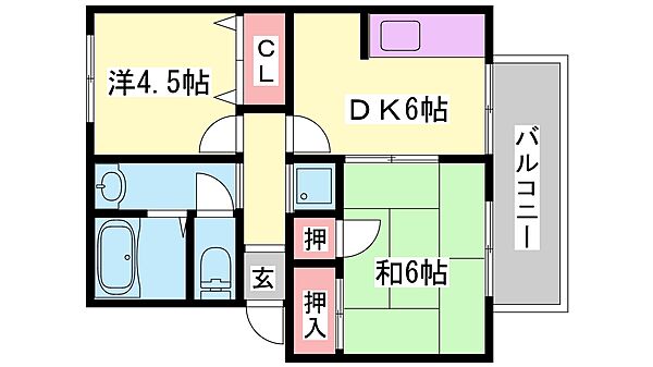 兵庫県姫路市飾磨区中島２丁目(賃貸アパート2DK・2階・41.89㎡)の写真 その2