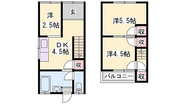 兵庫県姫路市飾磨区中野田３丁目(賃貸一戸建3DK・1階・46.60㎡)の写真 その2