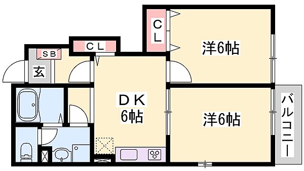 兵庫県加古川市尾上町長田(賃貸アパート2DK・1階・42.77㎡)の写真 その2