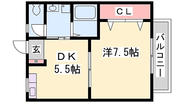 兵庫県加古川市野口町北野(賃貸アパート1DK・2階・31.88㎡)の写真 その2
