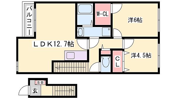 兵庫県加古川市加古川町友沢(賃貸アパート2LDK・2階・58.17㎡)の写真 その2