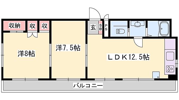 兵庫県姫路市東今宿２丁目(賃貸マンション2LDK・4階・61.95㎡)の写真 その2