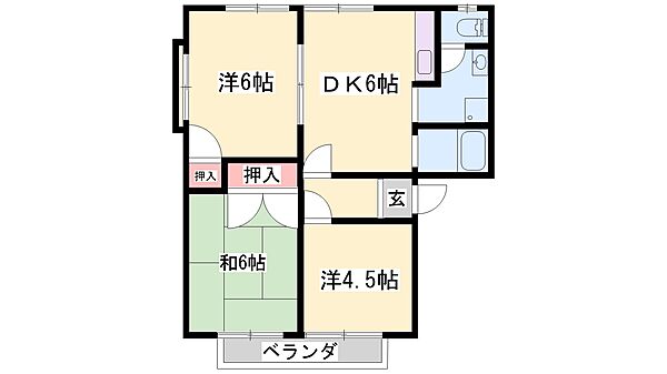 兵庫県加東市下滝野(賃貸アパート3DK・2階・47.32㎡)の写真 その2