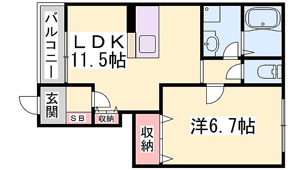 ハッピーヒル 103｜兵庫県加東市木梨(賃貸アパート1LDK・1階・44.95㎡)の写真 その2