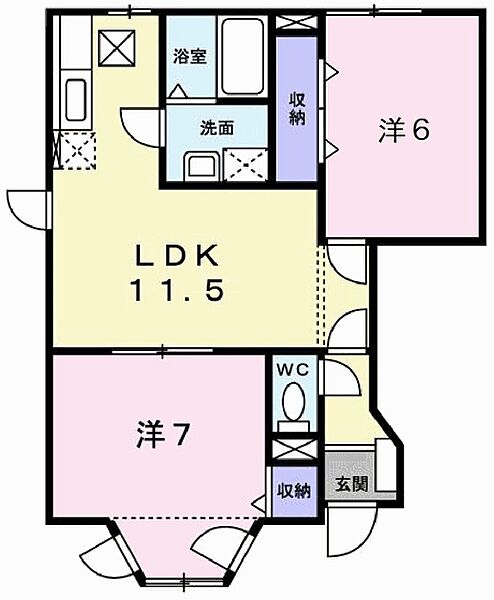 兵庫県加東市下滝野１丁目(賃貸アパート2LDK・1階・53.51㎡)の写真 その2