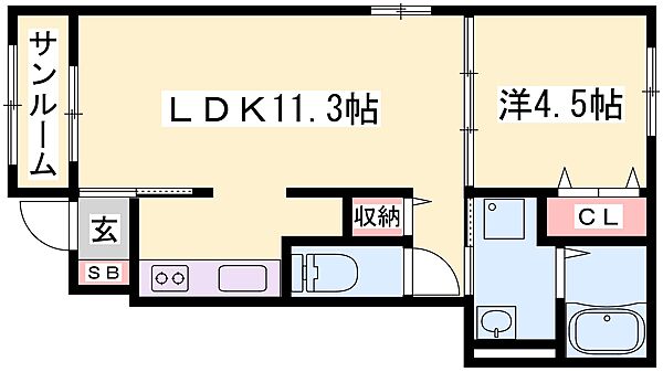 兵庫県姫路市北今宿２丁目(賃貸アパート1LDK・1階・40.03㎡)の写真 その2