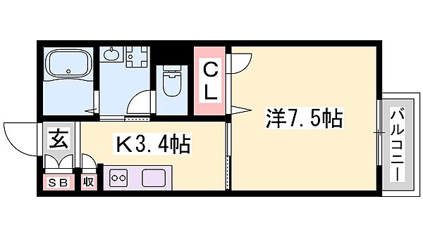インステージ（Ｉｎ　ｓｔａｇｅ）繁昌I B106｜兵庫県加西市繁昌町(賃貸アパート1K・1階・28.21㎡)の写真 その2