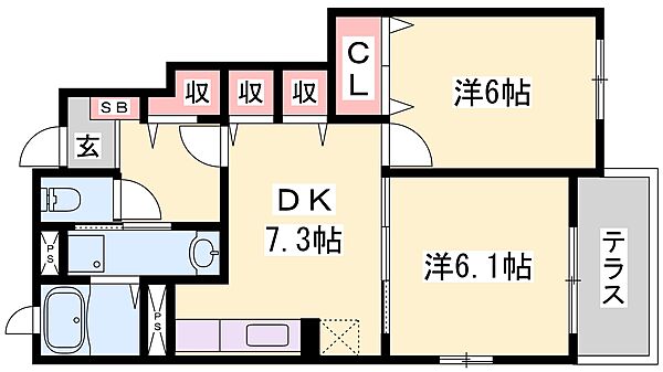 兵庫県高砂市北浜町北脇(賃貸アパート2DK・1階・45.93㎡)の写真 その2