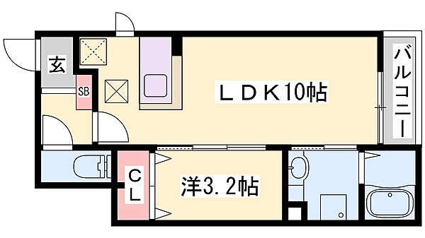 兵庫県姫路市田寺３丁目(賃貸アパート1LDK・1階・33.41㎡)の写真 その2