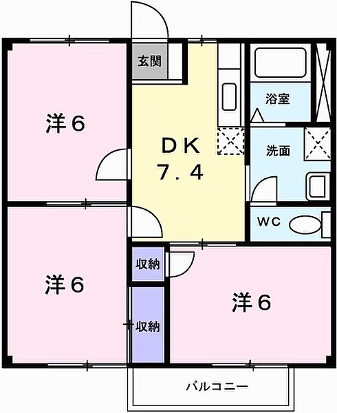 兵庫県揖保郡太子町立岡(賃貸アパート3DK・2階・52.99㎡)の写真 その2