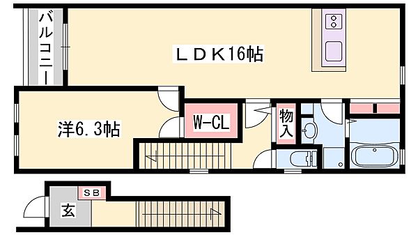兵庫県姫路市西今宿２丁目(賃貸アパート1LDK・2階・53.61㎡)の写真 その2