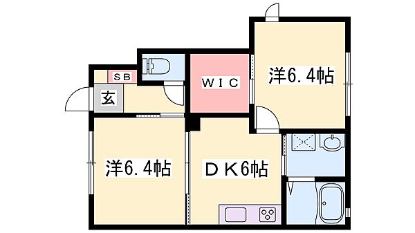 兵庫県加古川市平岡町新在家１丁目(賃貸アパート2DK・1階・46.71㎡)の写真 その2