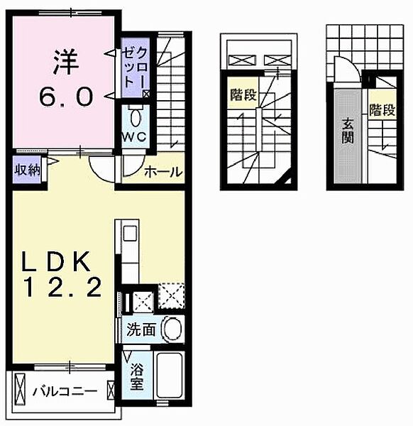 兵庫県加古川市別府町新野辺北町１丁目(賃貸アパート1LDK・3階・53.33㎡)の写真 その2