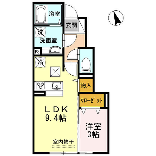 兵庫県姫路市南条(賃貸アパート1LDK・1階・34.21㎡)の写真 その2